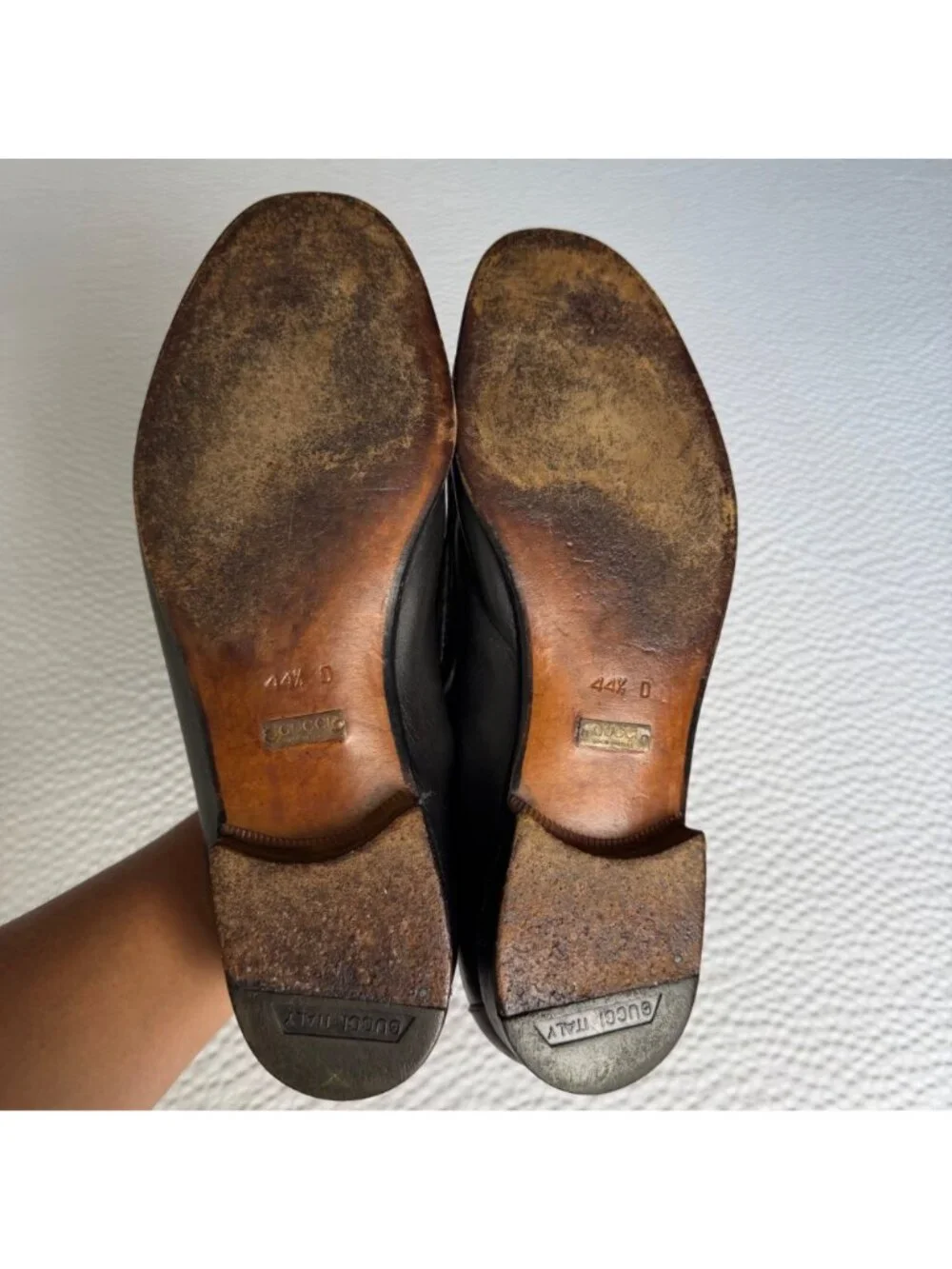 Gucci 1953 Horsebit Loafers Black Leather Mens Shoes Size 44.5 E 11.5 Made In It
